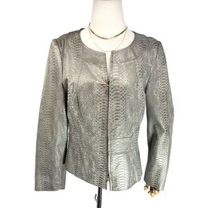 Classiques Entier Snake Print 100% Leather Blazer Jacket Taupe Gold